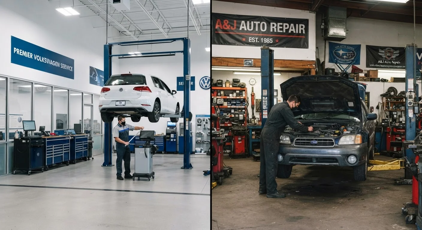 Servicing at a Dealership vs. an Independent Garage: What the Difference Costs You